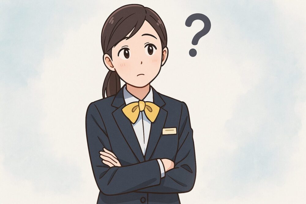疑問に思っているホテルスタッフ