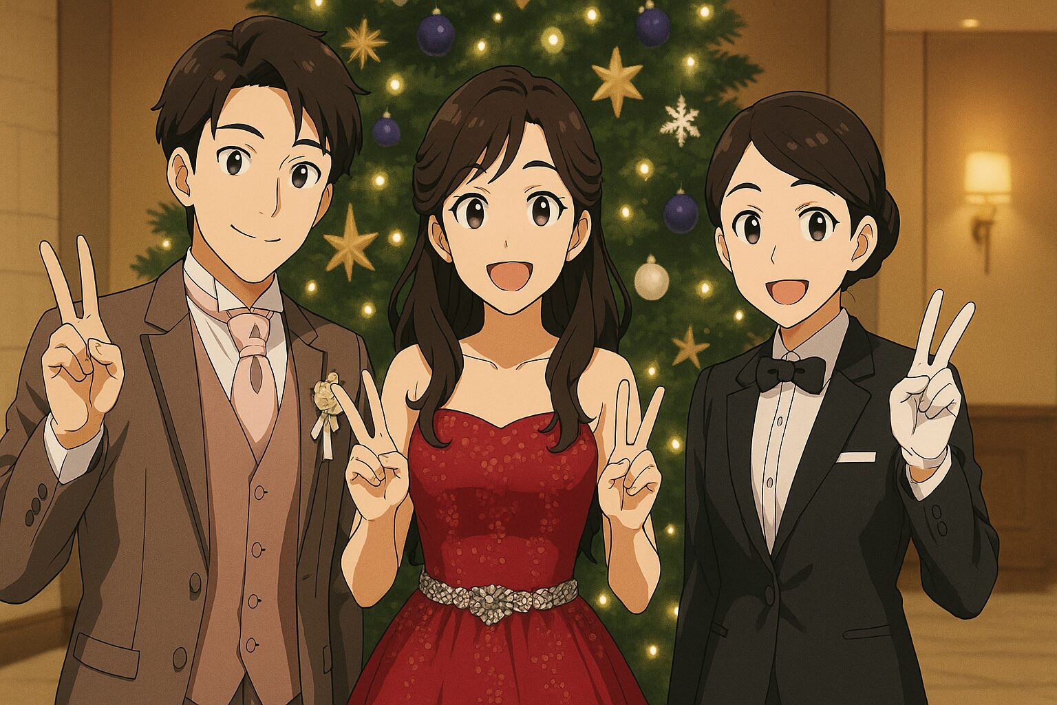 新郎新婦と写真を撮るキャプテン