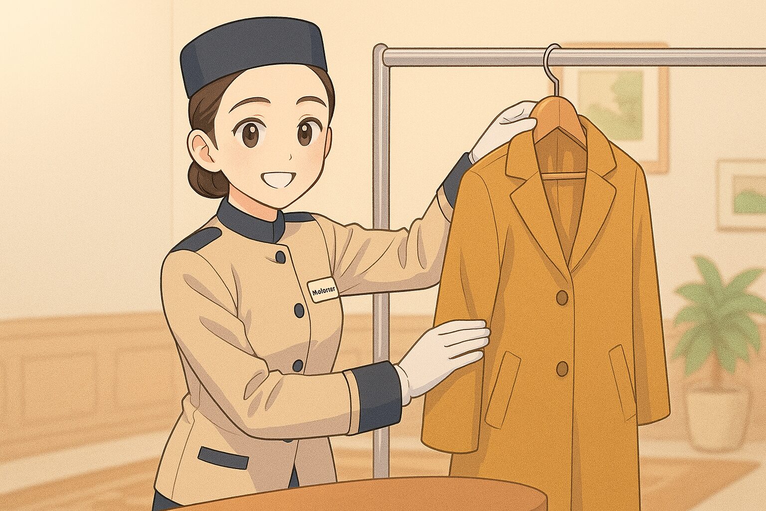 上着を預かるクロークスタッフ
